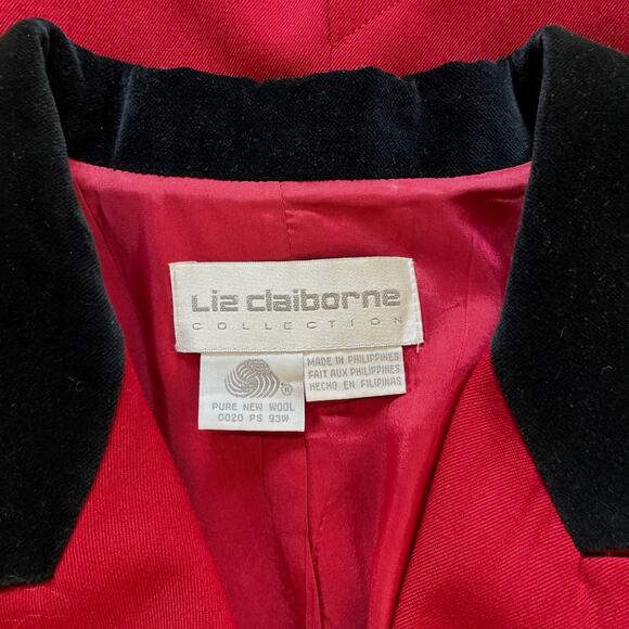 Equestrian Style Red 100% Wool Blazer, Longer, Ladies Liz Claiborne, Size 8 - Picture 5 of 5